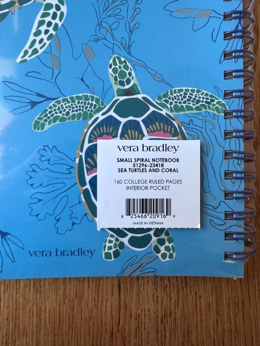 Vera Bradley Small Spiral Notebook Sea Turtles and Coral NWT